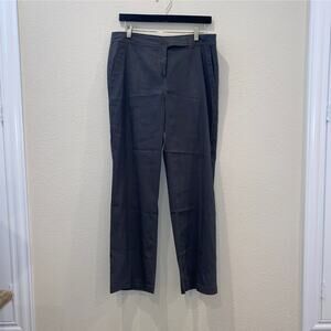 Eileen Fisher Pants Flat Front Gray Linen Blend Size 12P